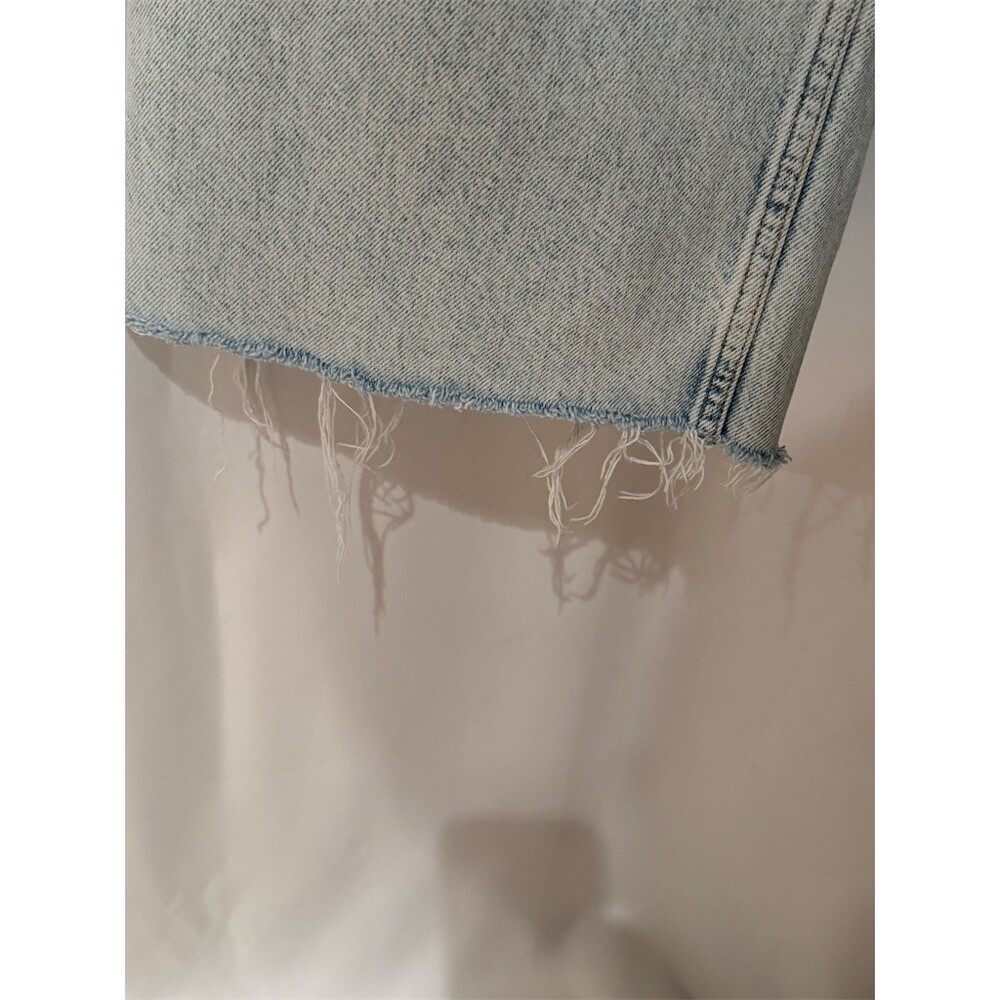 Zara Jeans Womens Size 12 Light Wash Blue Wide-Leg Cropped High Rise Raw12 - Picture 5 of 11